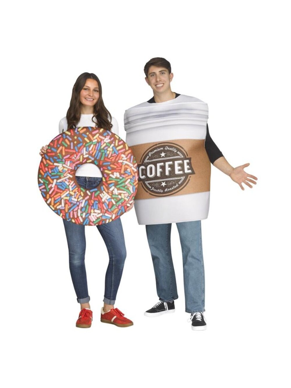 Coffee and Donut, 2pc, Halloween Couple Costume for Adults, Adult Size